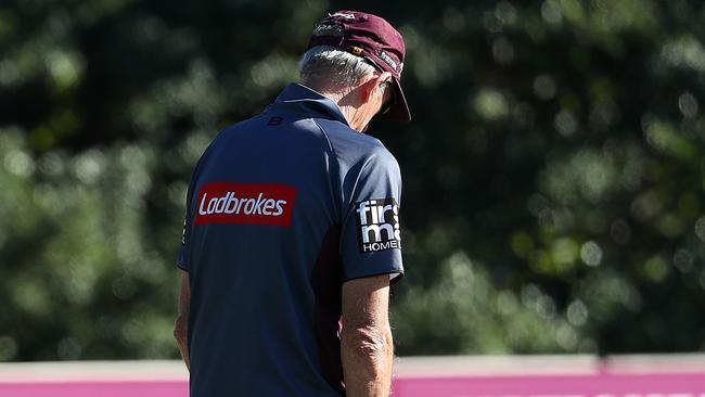 Wayne Bennett cuts a lone figure at Red Hill. Picture: Liam Kidston