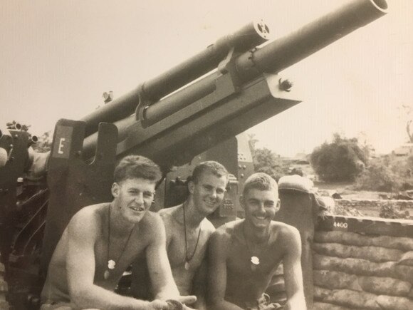 “Vietnam 1967 (from left) gunners Col Freeman, Wayne Murphy and Norm Jackson.” Picture: Supplied by Colin Freeman