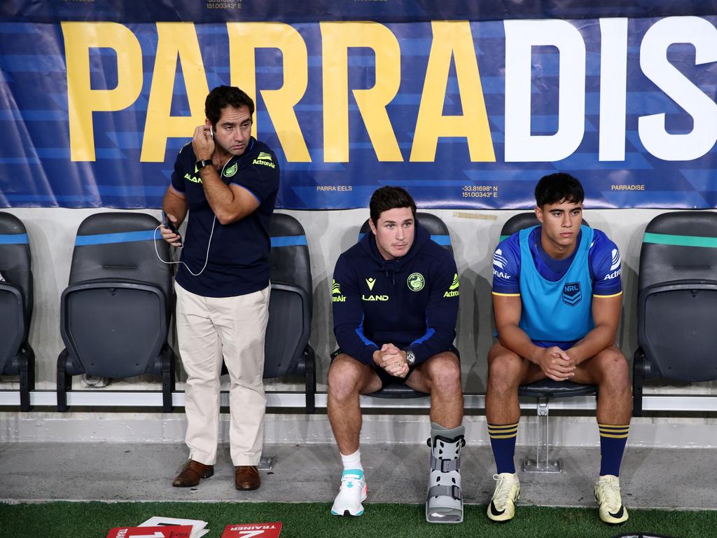 Mitchell Moses (C) has been ruled out of Indigenous Round. Picture: Getty Images