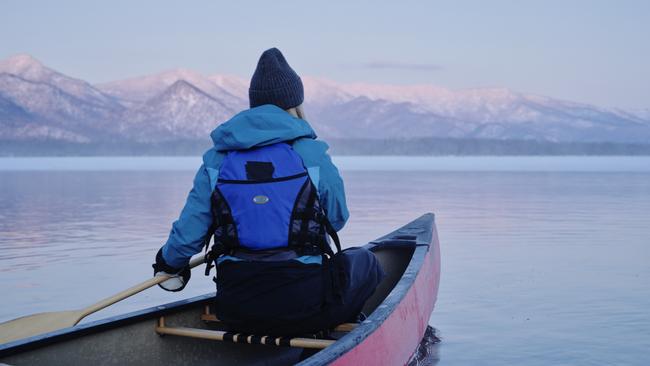 Canoeing on Lake Akan, Kushiro, Japan.