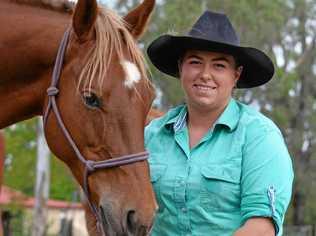 RaeLea Foley and Bonnie, the horse she was riding when she had her accident. Picture: Andrea Davy