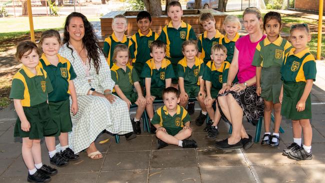 My First Year 2023: St Stephen's Catholic Primary School, Pittsworth Prep Green Quinn, Montana, Mrs Jackie McGlashan, Charlie, Michael, Jayden, Lochlan, Adelyn, Mrs Julie Buckley, Jasreen, Nevayah and (centre) Eliza, Bailey, Maggie, Curtis and (front) Alfie, March 2023. Picture: Bev Lacey