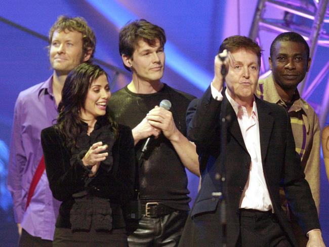 Natalie Imbruglia, Morten Harket and Paul McCartney in 2001. Picture: Supplied