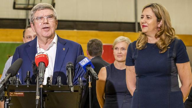 IOC president Thomas Bach and Premier Annastacia Palaszczuk in May. Picture: Richard Walker