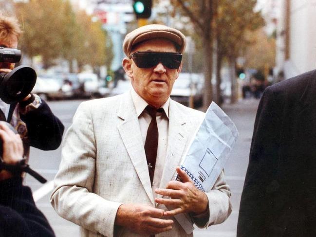 Gerald Ridsdale outside court in 1993 with George Pell. Picture: Geoff Amp