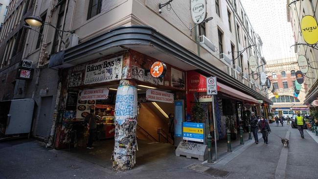 The likely injecting room site would adjoin Degraves Street, a popular tourist destination. Picture: Mark Stewart