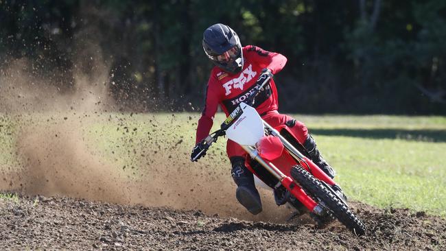 Professional motocross rider Mitch Evans returned home to Wrights Creek after the coronavirus pandemic postponed races in the international MXGP championship. He is back training on flat tracks after having surgery on his shoulder and plans to be in Latvia when the championship resumes on August 9. PICTURE: BRENDAN RADKE