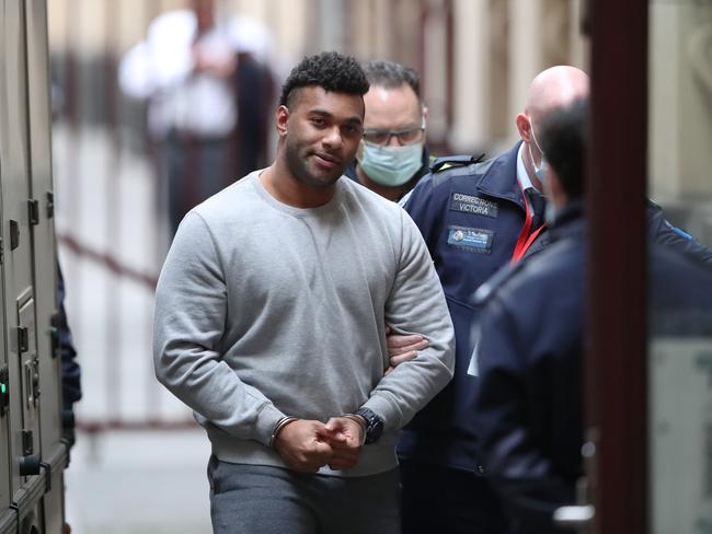 Josaia Bolalailai is one of three men who admitted to the manslaughter of Werribee dad Ilaijah Kuru in front of shocked onlookers outside a Catholic school at St Albans. Picture: NCA NewsWire / David Crosling