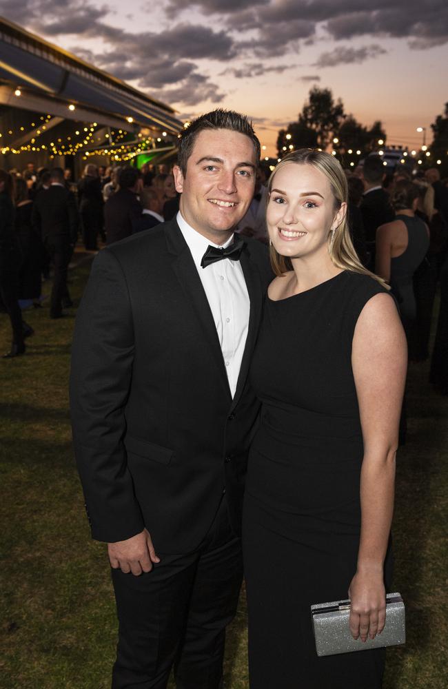 Cory McMeekan and Jemma Rawson at LifeFlight Toowoomba Gala at The Goods Shed, Saturday. Picture: Kevin Farmer