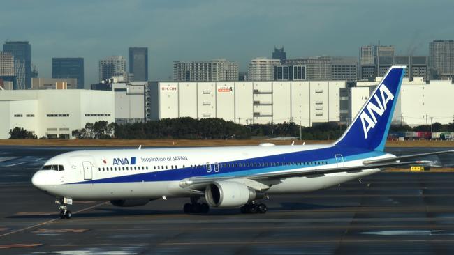 The first charter flight from the Chinese city of Wuhan, which was arranged by Japan's government to evacuate its citizens, lands at Haneda airport in Tokyo.