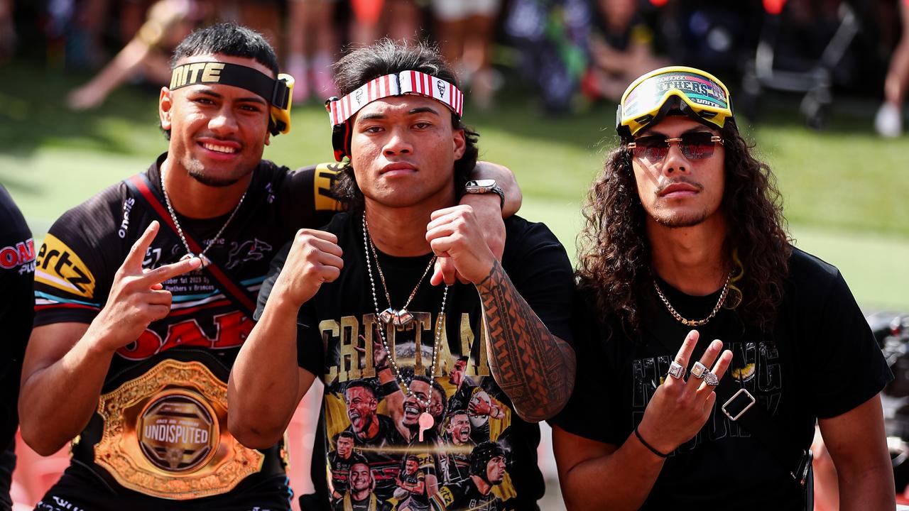 Stephen Crichton, Brian To’o and Jarome Luai share a special bond. Picture: NRL Photos