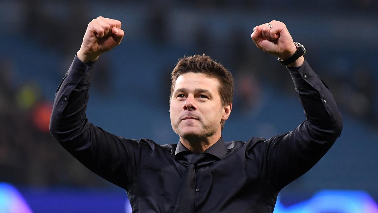 Mauricio Pochettino, Manager of Tottenham Hotspur celebrates