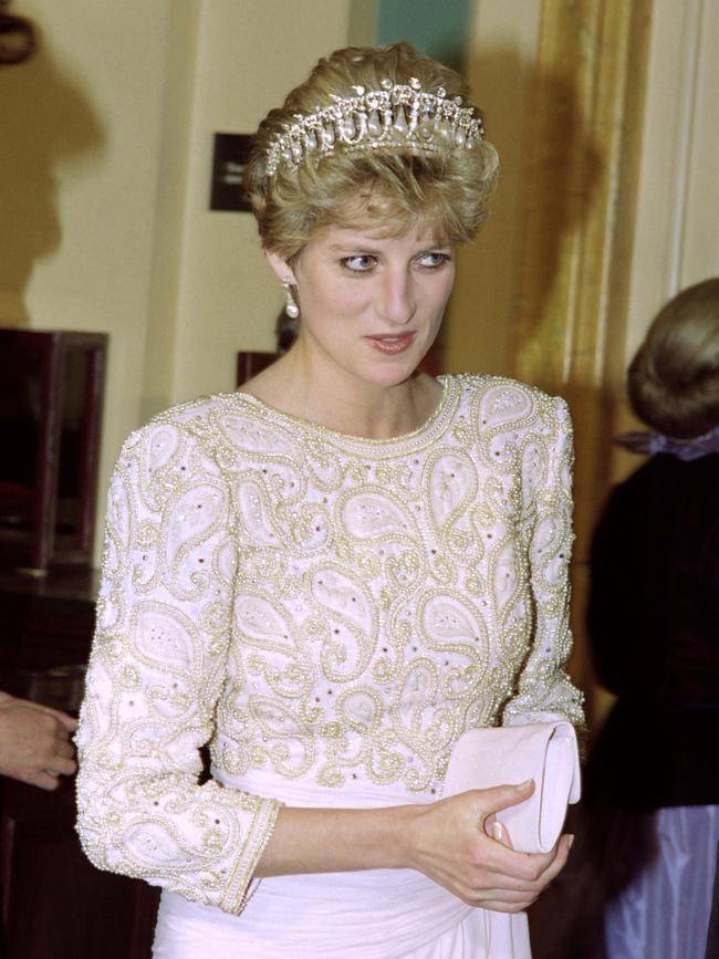 Princess Diana is pictured at the Royal Opera House, Covent Garden in 1992. Picture: Dave Gaywood / AFP