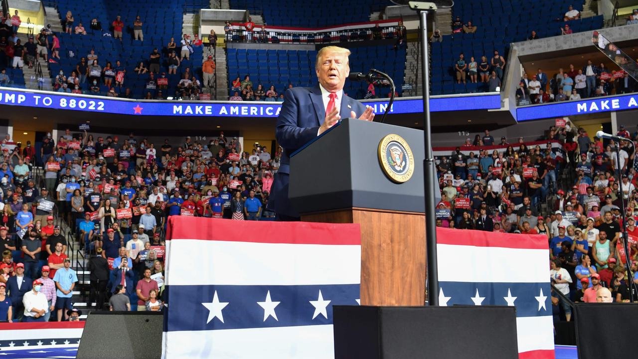 Mr Trump’s Tulsa rally marked the beginning of the end of his campaign, a new book claims. Picture: Nicholas Kamm/AFP