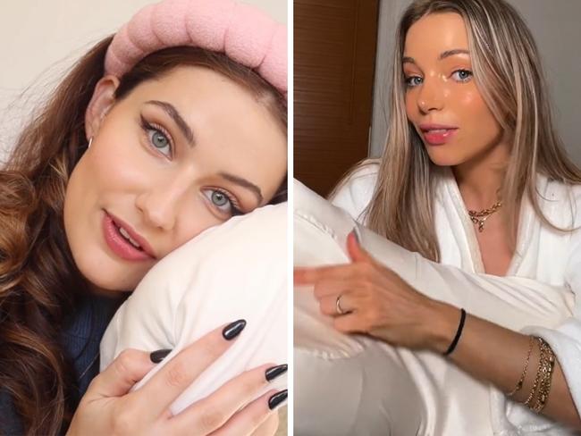 Anti wrinkle pillows are the latest buzz beauty trend. Picture: TikTok/@sarahpalmyra, @isabelle.lux.