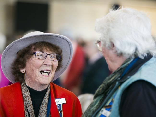 Betty Strong, of Glen Innes CWA, talks to a friend at the Annual State Conference. Picture: Dylan Robinson                        <a class="capi-image" capiId="74f2a447a4f521ea4403175a12566b7b"></a>