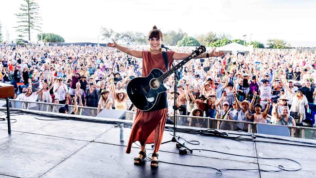 Missy Higgins after her set at SummerSalt music festival at Coolangatta, Gold Coast on February 20. Picture: Luke Marsden