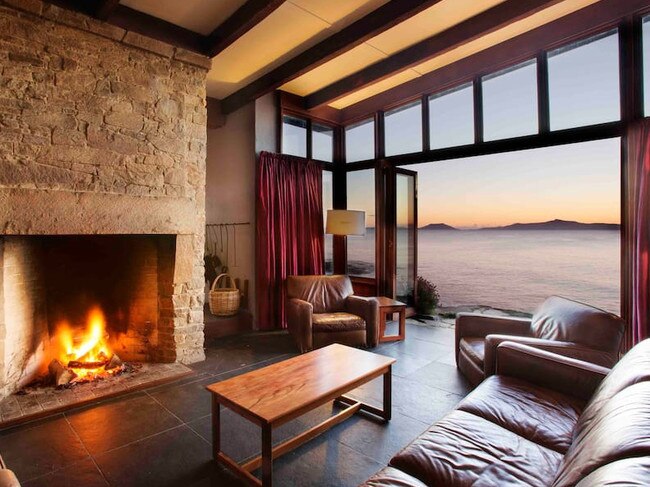 You can relax by the fire and enjoy the view at Thalia Haven. Picture: Supplied.