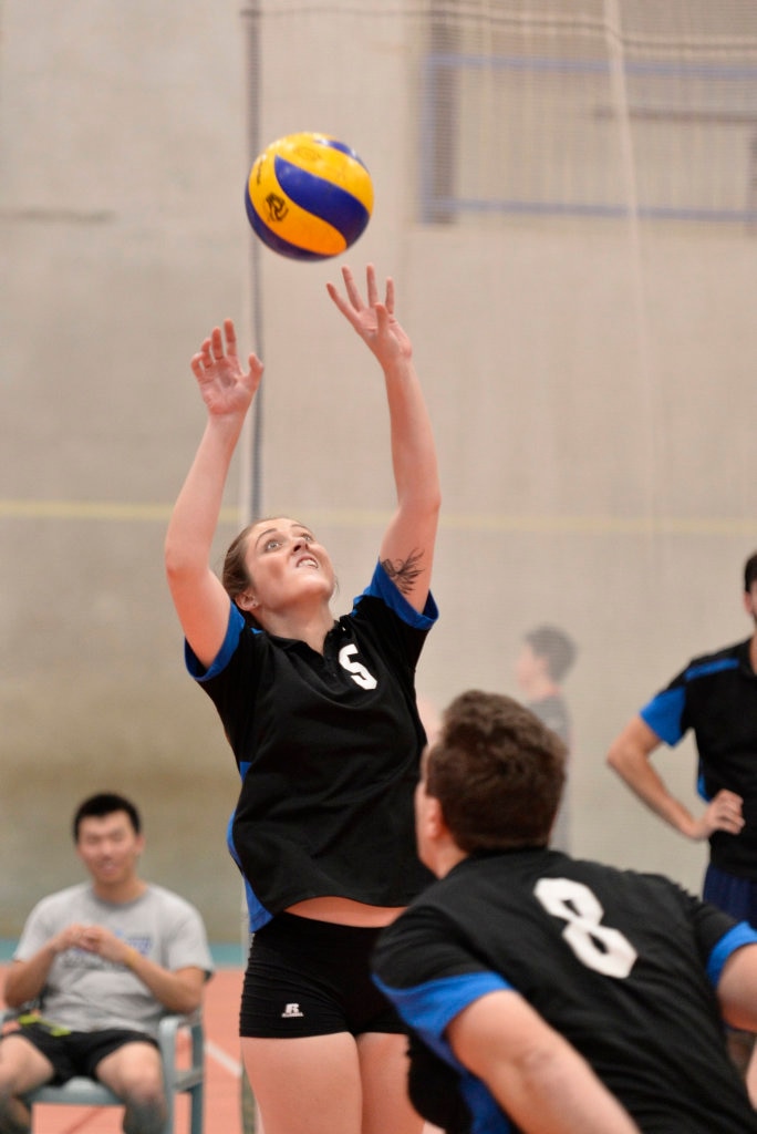 Georgia Parsons of Remember the Titans against Brisbane Volleyball Club in the final of the Clash of the Titans volleyball tournament at Harristown State High School gym, Sunday, February 25, 2018. Picture: Kevin Farmer