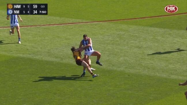 Hawks young gun FLATTENED by brutal bump