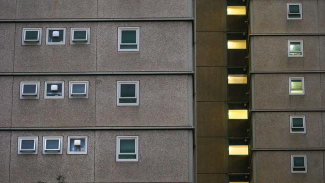 These public housing towers in North Melbourne are now in immediate lockdown. Picture: Ian Currie