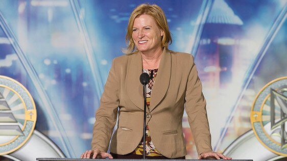 Labor MP Julie Owens speaks at the Church of Scientology event in Castlereagh Street, Sydney, in 2014. Picture: Freedom magazine