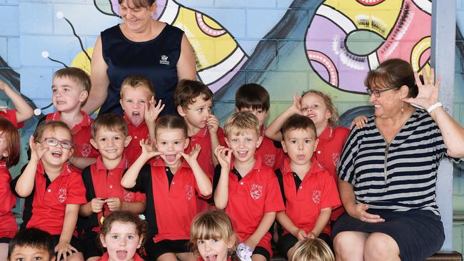 MY FIRST YEAR: Funny faces. Gympie West Prep. Picture: Patrick Woods.