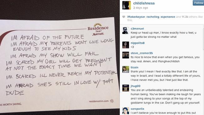 Donald Glover shared this note on Instagram earlier this week. Picture: Instagram