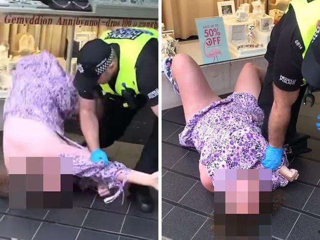 Woman gets slammed to the ground by police. Picture: Facebook