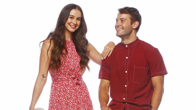 Romantic in red: models Mads Rafferty and Kieran Benson wearing SHEIN for Valentine’s Day. Picture: Sam Ruttyn