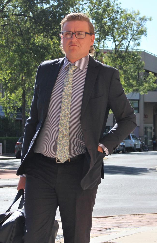 Defence lawyer Luke Officer advocated for the Territory cop to be sent to live with his mother in Tasmania. Picture: Jason Walls