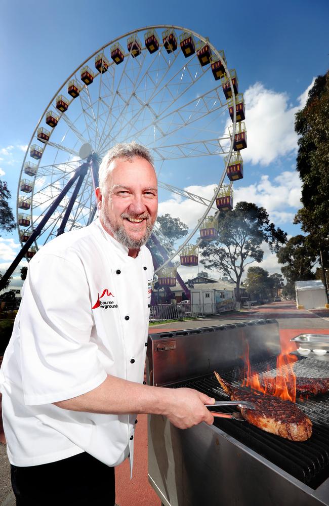 Neil Rocke will cook gourmet steak to order at the 2019 Melbourne show’s new Angus Steakhouse. Picture Rebecca Michael.