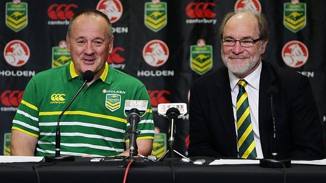 Commission Chairman, John Grant, and Kangaroos coach, Tim Sheens.