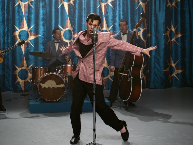 US actor Austin Butler in a scene from Elvis. Filmed in Australia, Baz Luhrmann’s film employed Australian actors and creatives but is not an Australian story