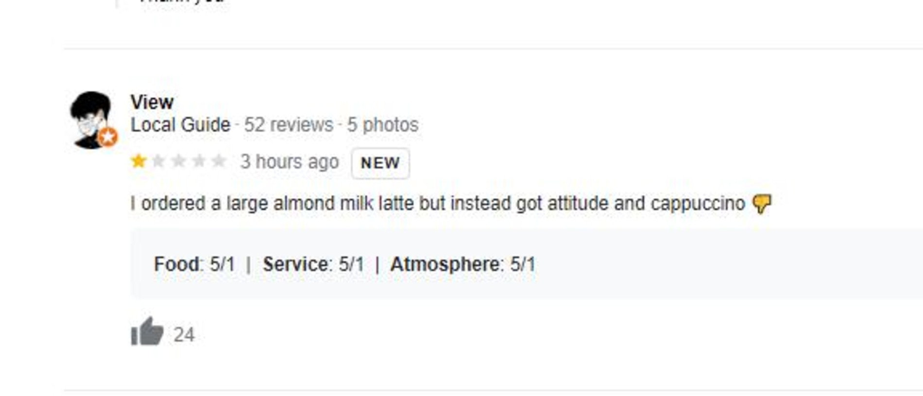 One star reviews like this, many believed fake, have flowed in for Compton Burgers. Picture: Google