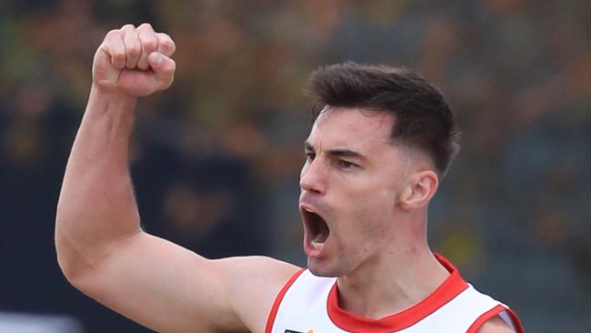 South Barwon’s Chris Hughes celebrates his first term goal. Picture: Mark Wilson