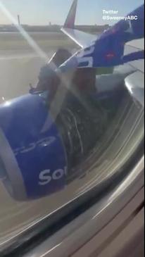 Terrifying moment engine cover rips off plane during landing