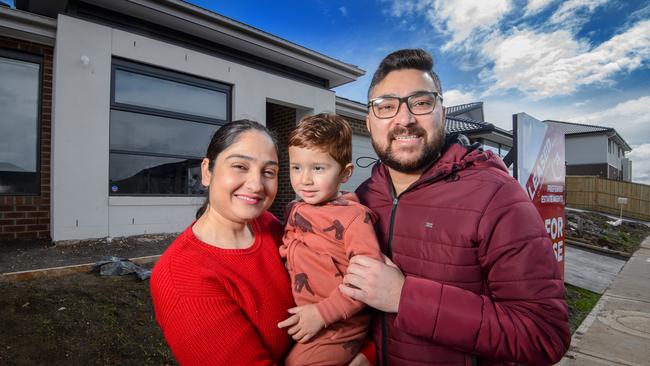 Karan Vasudeva partner Jyoti and son Shivain, 2.5 years old, will leave Melbourne behind and move to a new home they are building in Ballarat this year. Picture: Jay Town