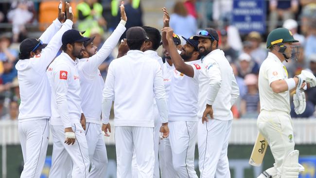 Chamika Karunaratne picked up the wicket of Marcus Harris early in Canberra.