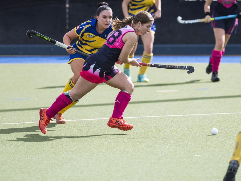 Tannah Hood for Toowoomba 2 against Townsville in Hockey Queensland Championships at Clyde Park, Saturday, May 1, 2021. Picture: Kevin Farmer