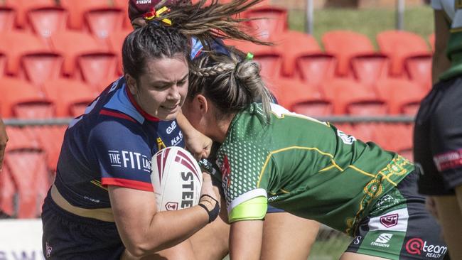 Reagan McMillan (pictured in action for the Western Clydesdales Under-19s) scored four tries for Highfields Eagles at the weekend. Picture: Nev Madsen.