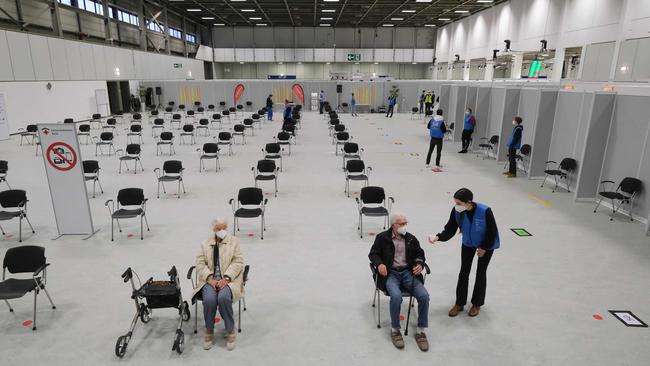 A vaccine centre at the Messe Berlin trade fair grounds in Germany. Picture: AFP