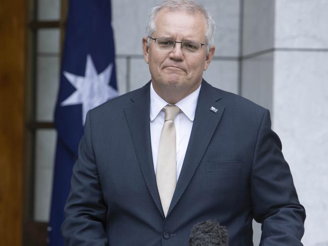 CANBERRA, AUSTRALIA-NCA NewsWire Photos  January 01 2021.Prime Minister Scott Morrison during his first political press conference in Parliament House Canberra, for 2021.Picture: NCA NewsWire / Gary Ramage