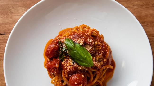 Spaghetti al pomodoro fresco by Chef Enrico Tomelleri, Paski Restaurant, Sydney.