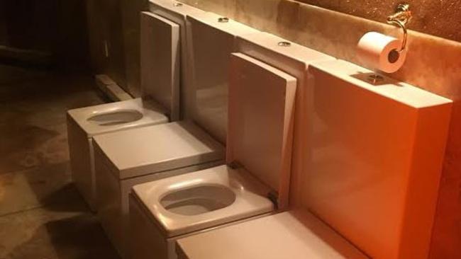 Soap In The Bathroom Floor Sex Scene - Four person toilet photographed in NYC's Boom Boom Room could be the most  awkward ever | news.com.au â€” Australia's leading news site