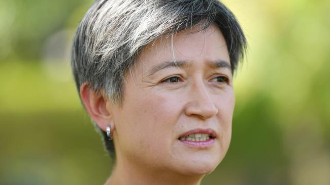 Labor Senator Penny Wong speaks to the media during a press conference in Adelaide. Picture: AAP