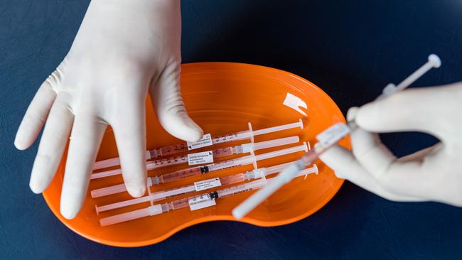 Syringes of AstraZeneca COVID-19 vaccine in Saxony. Germany joined a group of nations that suspended use of AstraZeneca after data from a Norwegian medical regulator reported four cases of blood clotting in adults given the vaccine. Picture: Getty Images