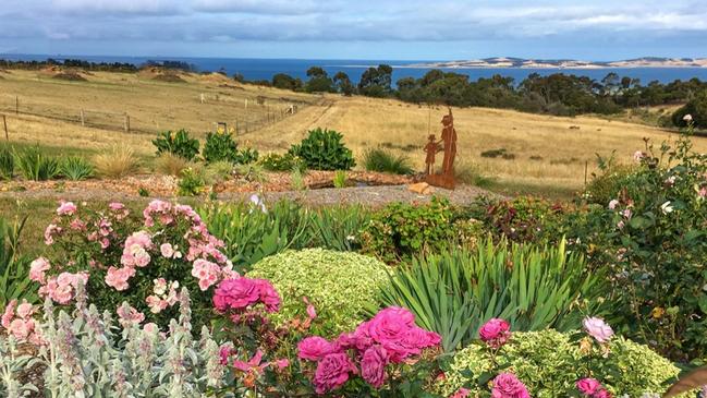 Flowers and sculptures: looking towards the coast. Pictures: Karen Miels