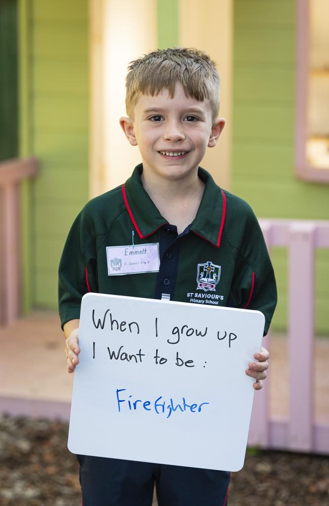 St Saviour's Primary School prep student Emmett on the first day of school, Wednesday, January 29, 2025. Picture: Kevin Farmer