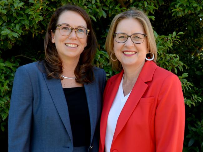 New treasurer Jaclyn Symes at Government House with Jacinta Allan. Picture: Andrew Henshaw